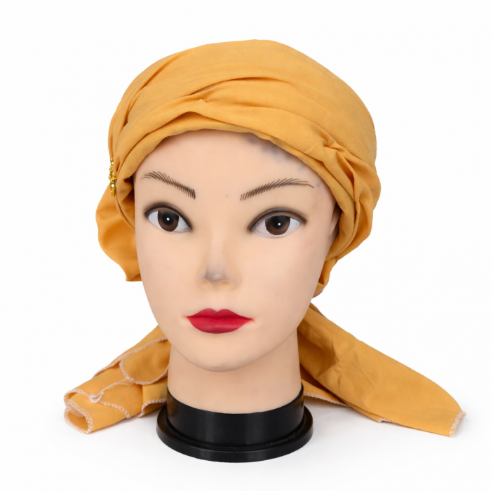 Coiffe africaine La Royale jaune moutarde